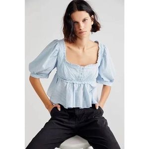 Free People NEW! Leave It To Me Crop top Blouse Sz S